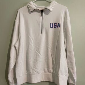 Universal Thread White Zip-Up Sweater with USA Design